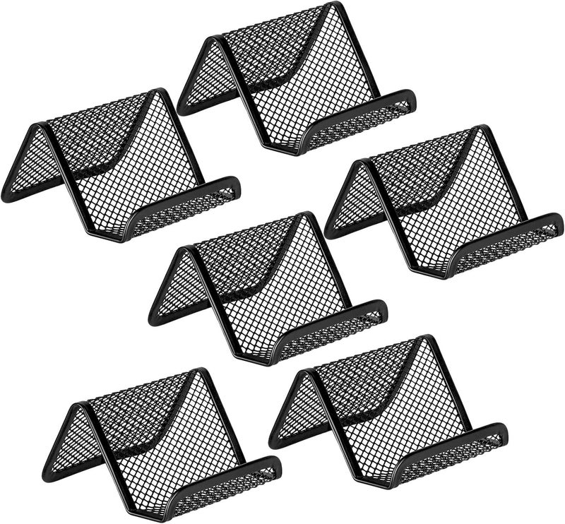 EMOMAS Business Card Holder for Desk, Office Desktop Business Card Display Holder, Mesh Business Card Holder, Desk Accessories for Women and Men,Black ( 6 Pack ) - Image 1